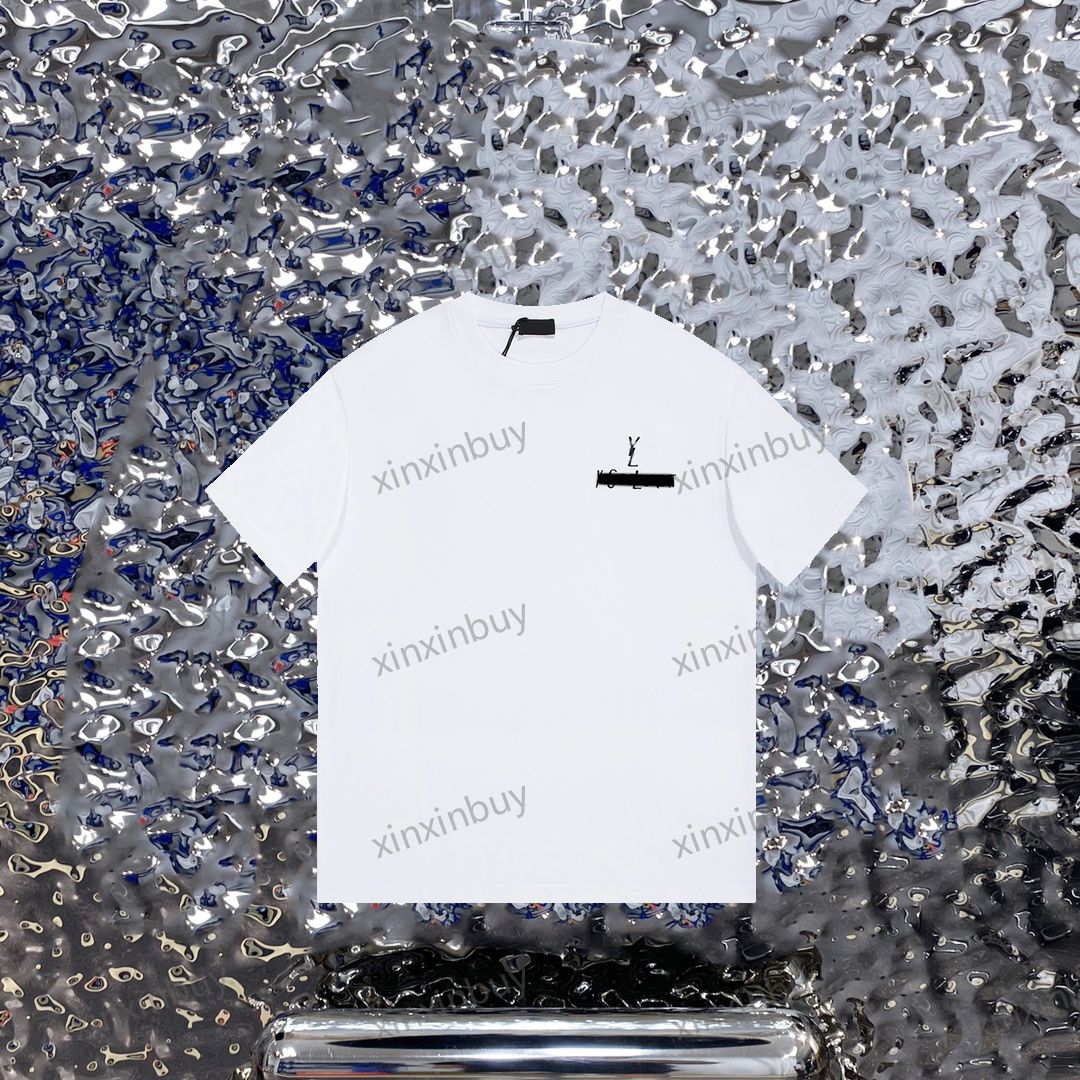 

xinxinbuy Men designer Tee t shirt 23ss Paris letters Embroidery short sleeve cotton women white black grey blue XS-L
