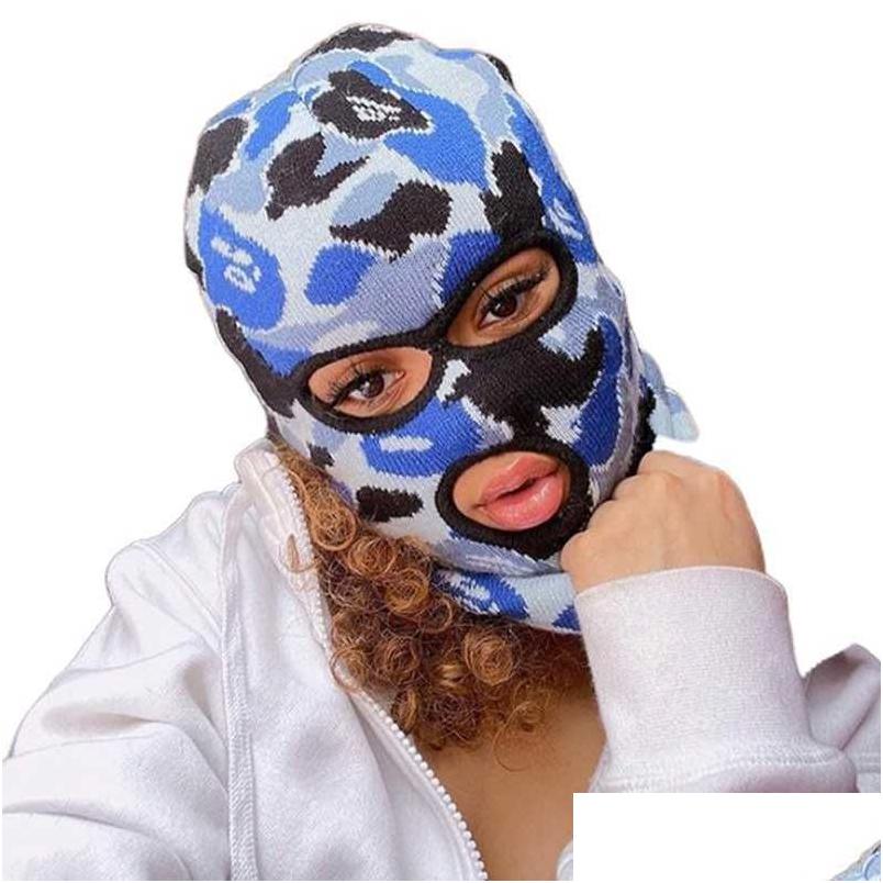 

Cycling Caps Masks Fashion Clava 2/3Ho Ski Mask Tactical Fl Face Camouflage Winter Hat Party Special Gifts For Adt