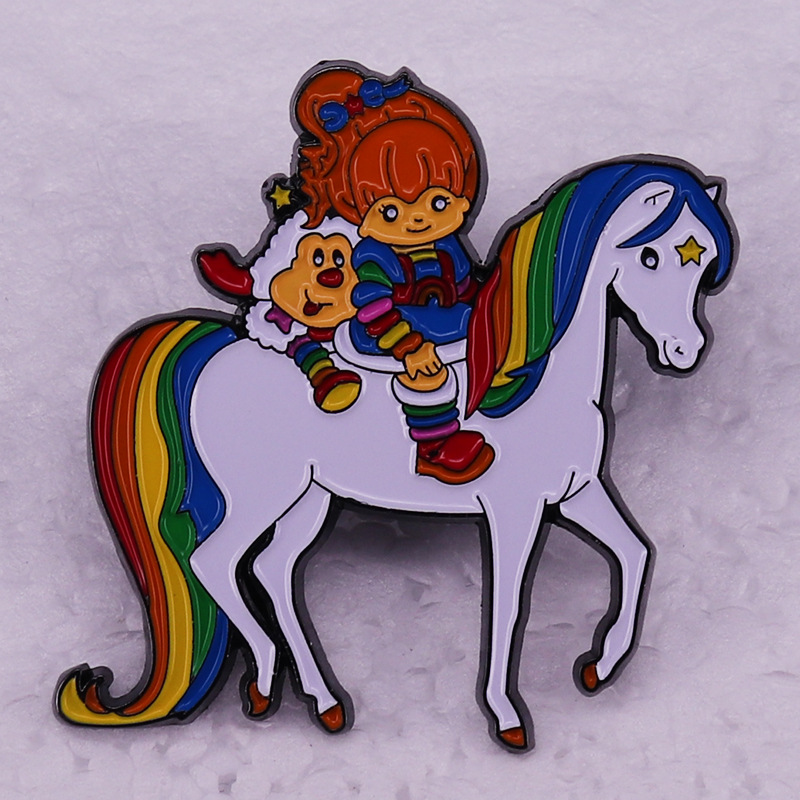 

Rainbow Fairy and her friends brooch unicorn badge cartoon accessories Cute Anime Movies Games Hard Enamel Pins Collect Metal Cartoon Brooch, As picture