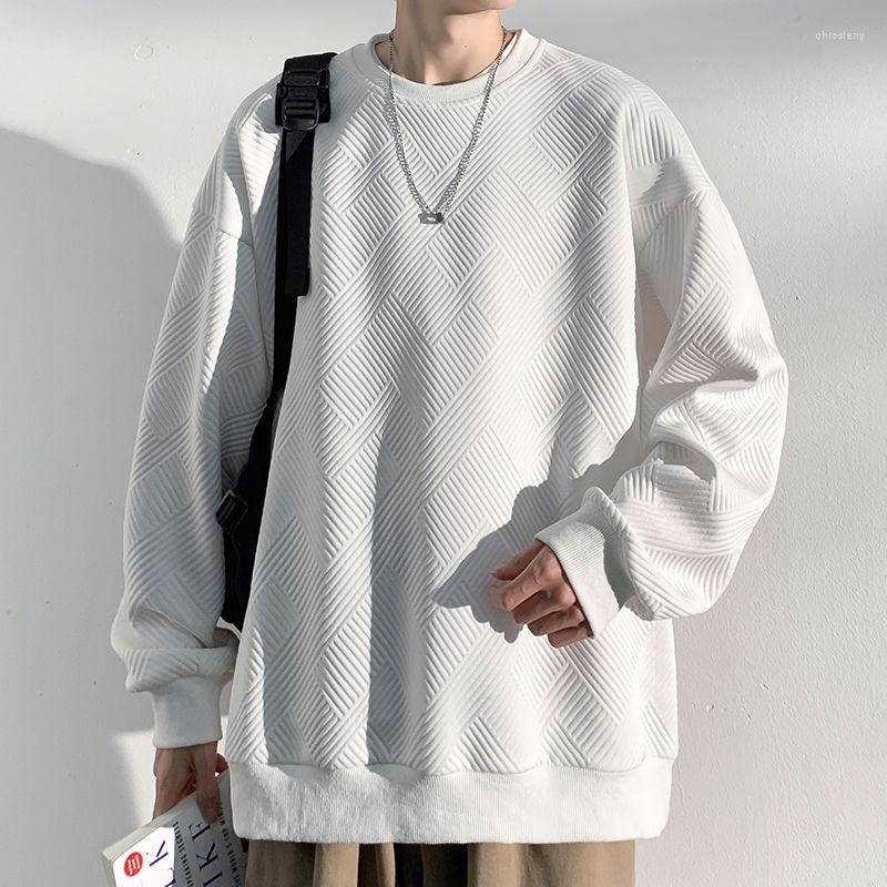 

Men's T Shirts Argyle Print Long Sleeve O Neck Men Spring Fashion Harajuku Casual Teenager 2xl Oversized Pullovers Black White Clothes