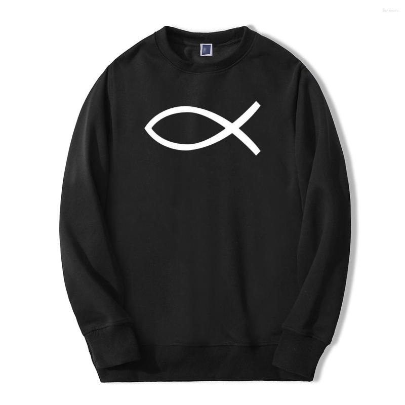 

Men' Hoodies JESUS Fish Printed Funny Sweatshirt 2023 Autumn Warm Fleece High Quality Loose Fit Tracksuit Fashion Streetwear, Dark gray 1