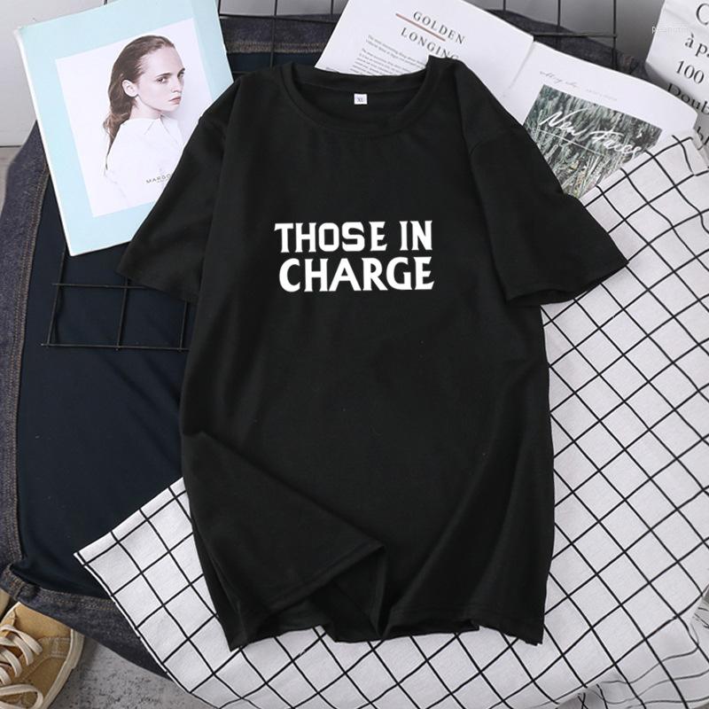 

Women' T Shirts Fashion Casual Woman Tee Top Print Those In Charge Female T-shirt Short Sleeve Clothes Summer, Black