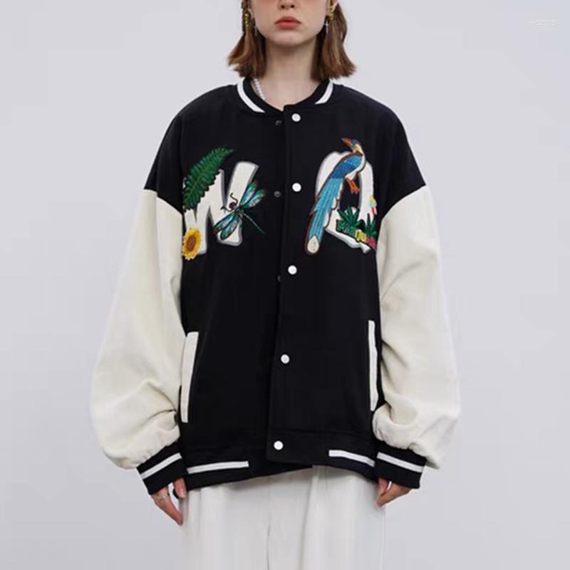 

Women's Jackets Leiouna Korean Outerwear Harajuku Embroidery Students Vintage Baseball Loose Coats Women