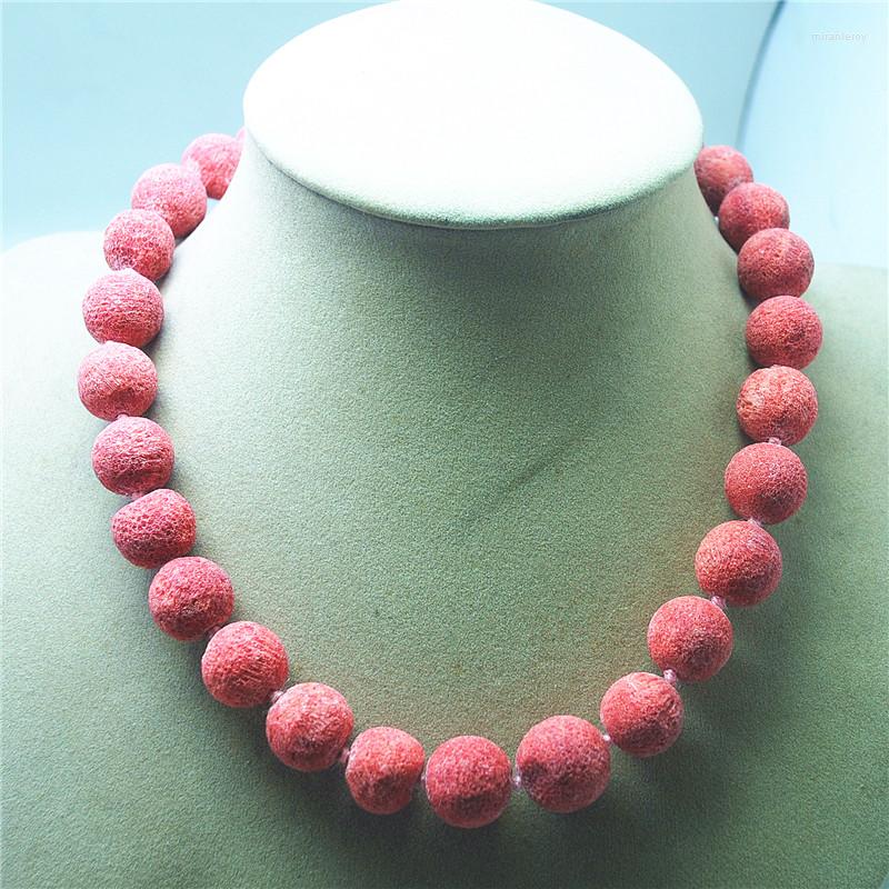 

Choker 1PC Knotted Women Necklace Nature Red Sponge Coral 17MM Diameter 47CM Length For Party Wearring Fashion Jewelry Sellings