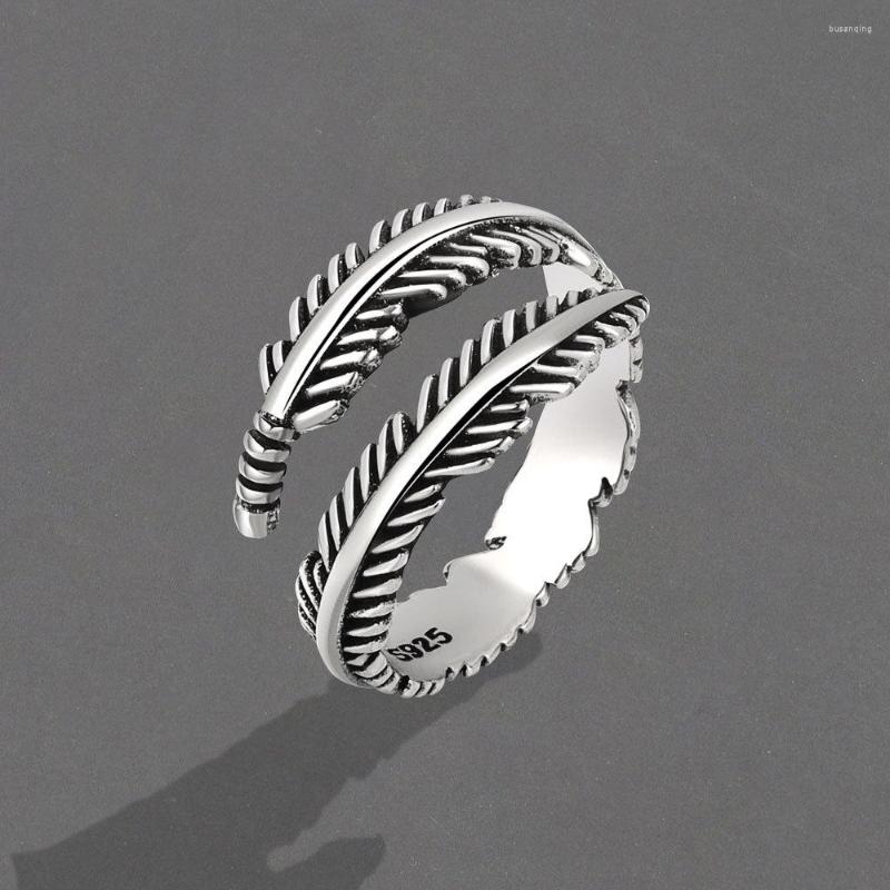 

Wedding Rings Jianery Personality Big Simple Feather For Women Charm Engagement Men Vintage Knuckle Finger Jewelry