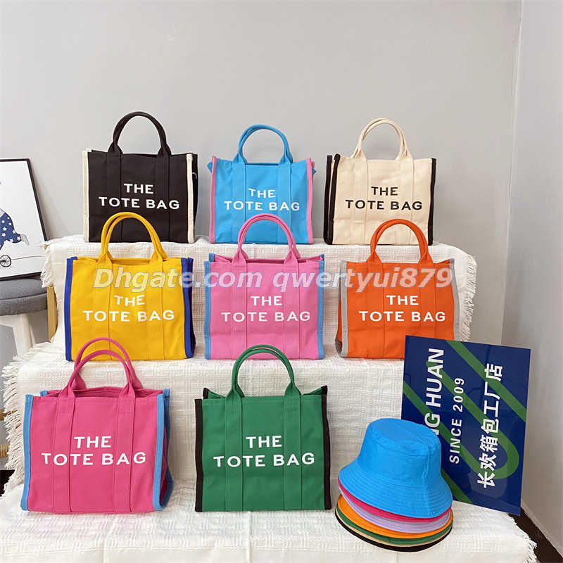 

Totes Designer Canvas Tote Bag Women Handbags Luxury Brands Letter Shoulder Crossbody Bags for Women Contrasting Colors Shopper Purses 021423H, Yellow
