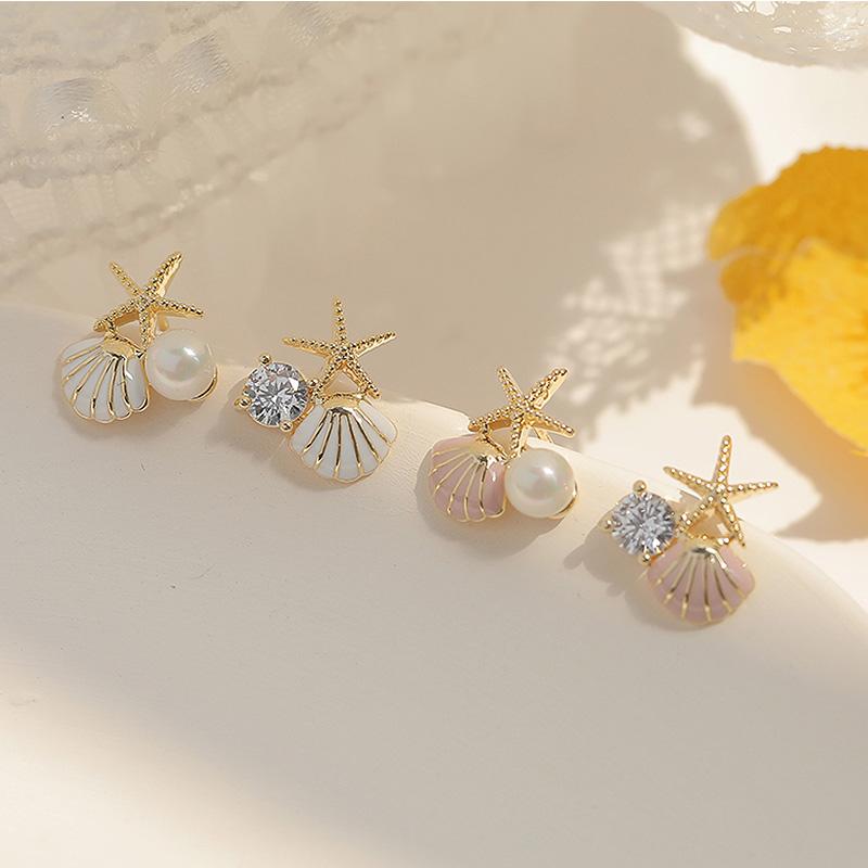 

Stud Earrings OSHUER Arrival Classic Sea Shells Crystal For Women Sweet Cirlce Jewelry Fashion Brincos Gift