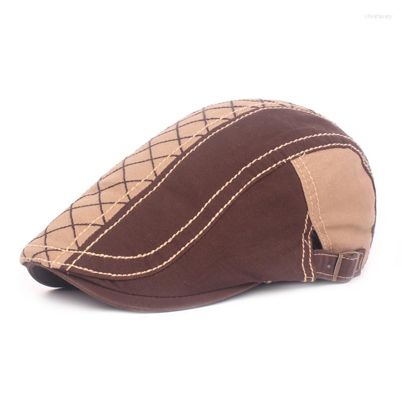 

Berets High Quality Unisex Men Cotton Plaid Ivy Cap Sboy Boy School Beret Flat Outdoor Sun Visor Sunhat, Black