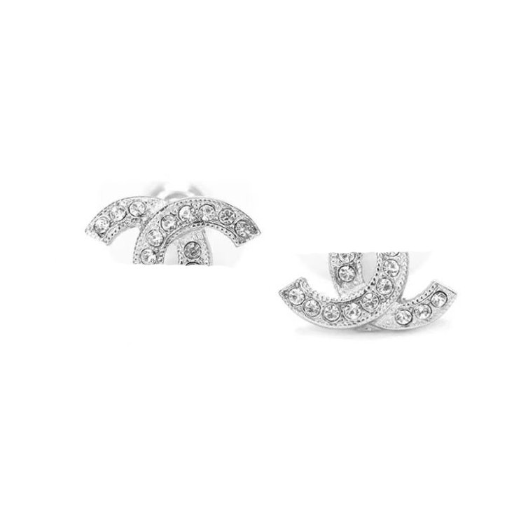 

French luxury brand diamond stud earring gold silver earrings mini letter barnd fashion fashion designer for women party gift