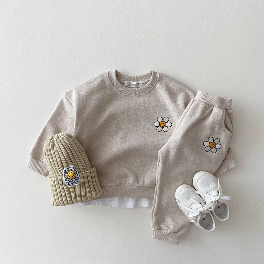 Clothing Sets Embroidery Daisy SweatshirtPants 2 Pcs Suit Boys Tracksuit Toddler Girl Clothes Set Children Boutique Outfits Kids Sports Wear H251-image-1087662325
