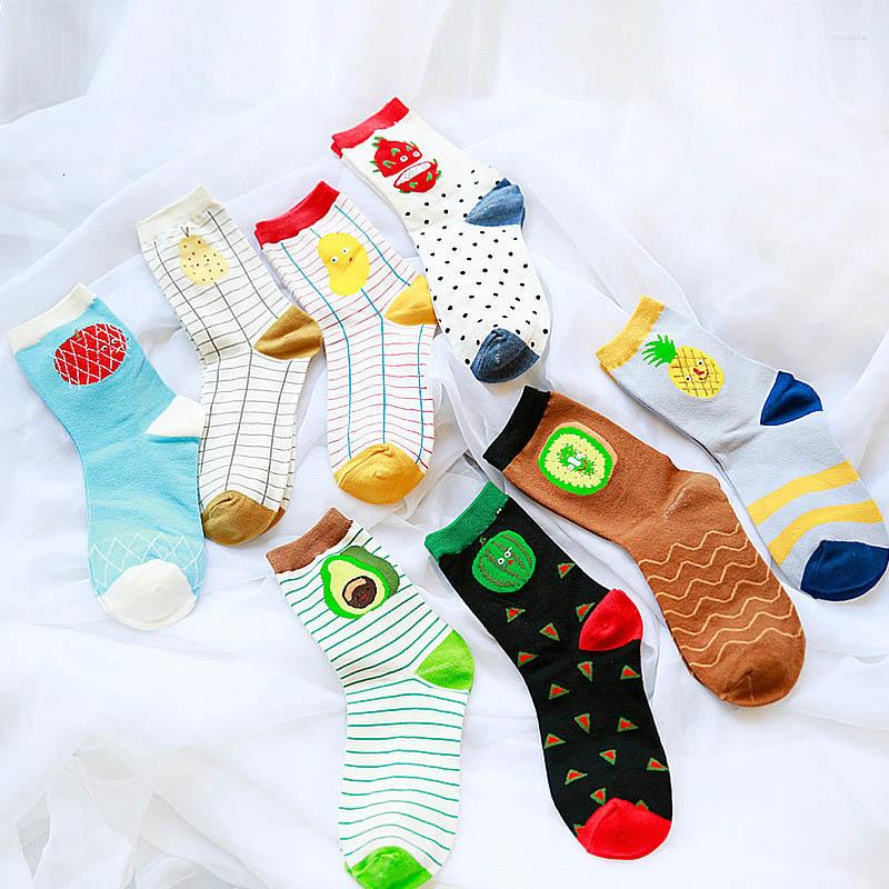 

Women Socks 1Pair Cartoon Fruit Comfortable Lovely Soft Cotton Medium Cylinder Harajuku Girls Skateboard