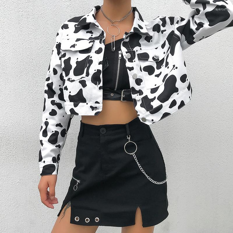 

Women' Jackets Casual 2023 Harajuku Streetwear Cow Print Cropped Female Jacket Buttons Coat Women Cardigan Spring Autumn Outwear, Plush coat