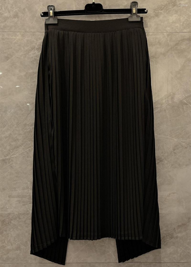 

Skirts Luxury Women' Long Famous International Brand Design Fashion Elegant Pleated Skirt High Quality Casual, Beige