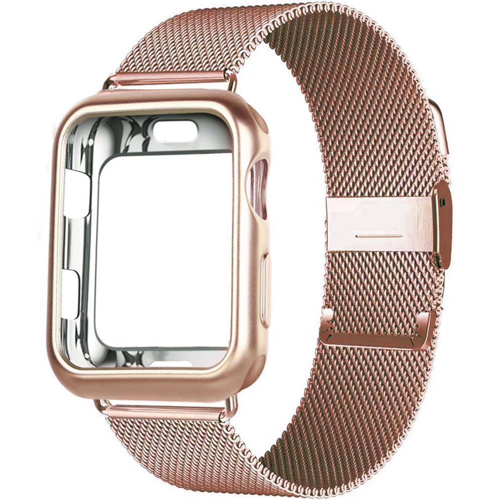 

Case Strap for Apple Watch band 44mm 40mm 38mm 42mm 40 44 mm Magnetic loop stainless steel Metal bracelet iWatch 3 4 5 se 6 band2044