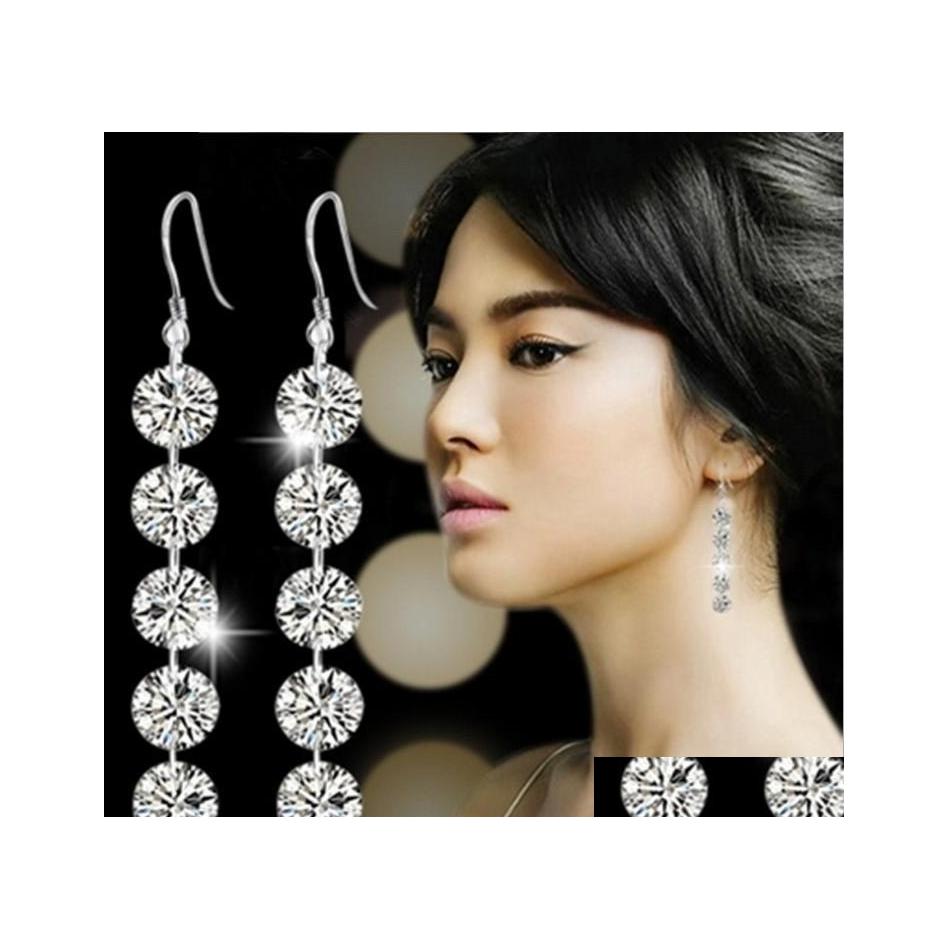 

Charm Long Crystal Drop Earrings Fashion Hanging Women Sier Earring Jewelry Girls Gifts Steds Delivery Dhxl6