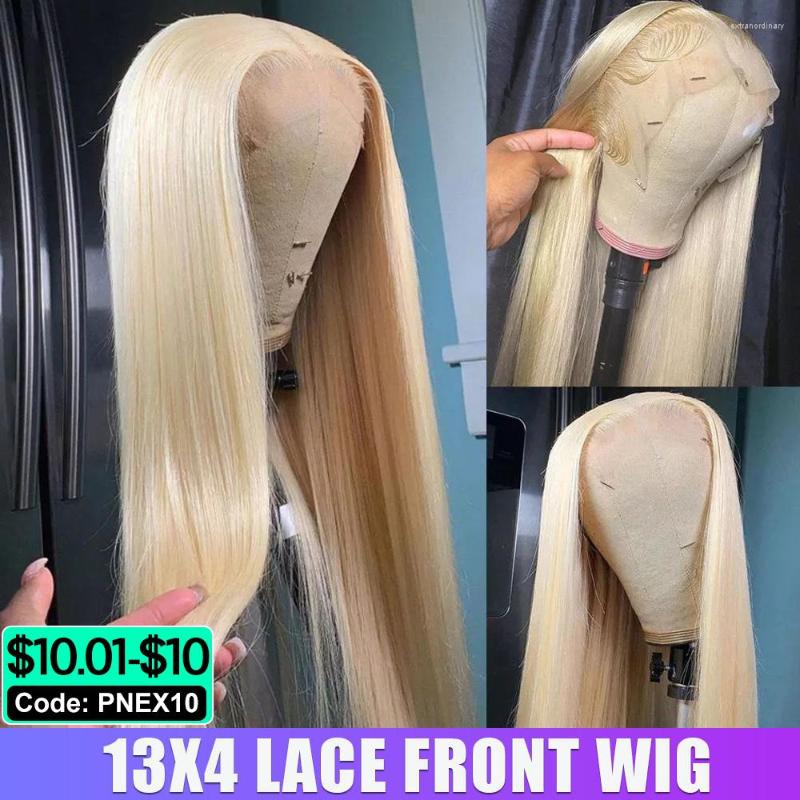 

13x4 Blonde Lace Front Wig Human Hair 613 Frontal Remy Brazilian Straight Colored Wigs For Women Pre Plucked, Picture shown