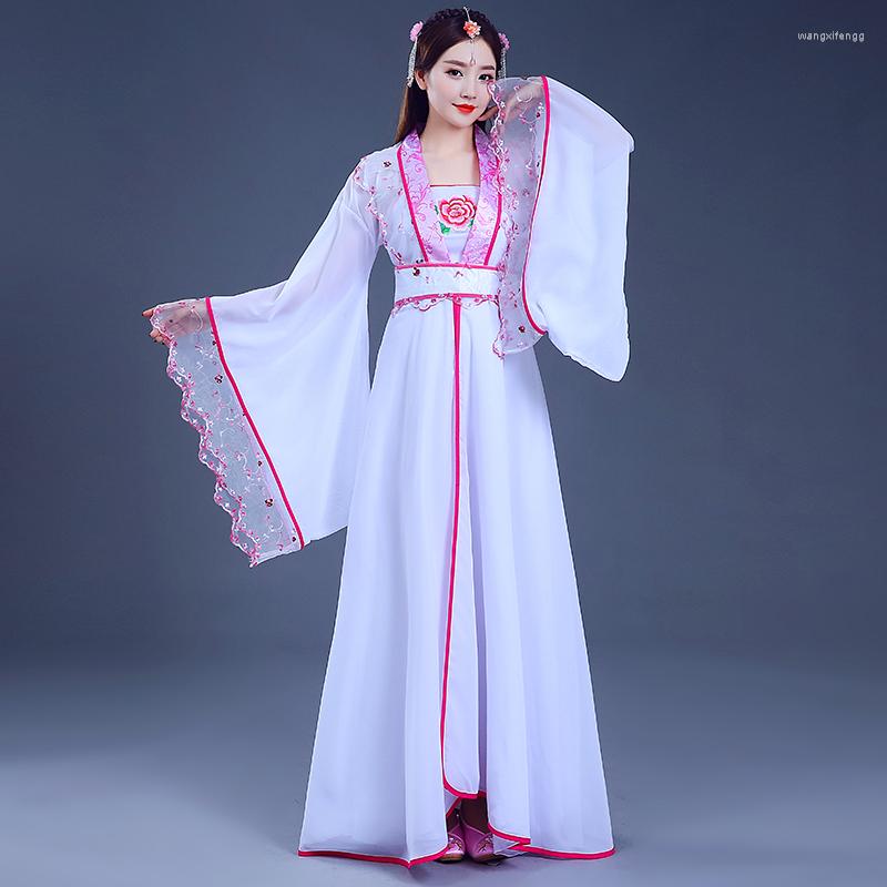 

Stage Wear Folk Dance Costume Ancient Chinese Fairy Cosplay Women Girl Hanfu Dress Embroidery Floral Kids Tang Suit Festival Outfit, Color6