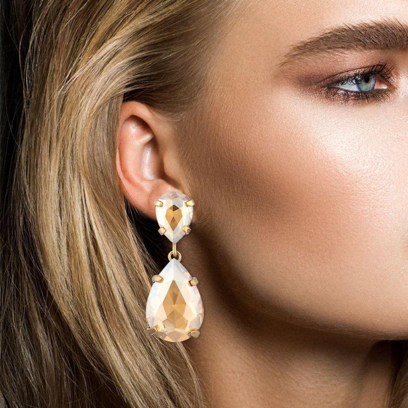 

Dangle Earrings Party Ear Accessories Luxury Hypoallergenic Water Drop Pendant Jewelry Shining Rhinestone