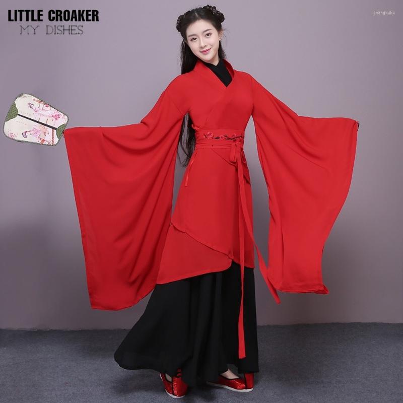 

Stage Wear Chinese Ancient Costume Dress Cosplay Traditional Tang Dynasty Hanfu Women's Dresses, Red and black 01