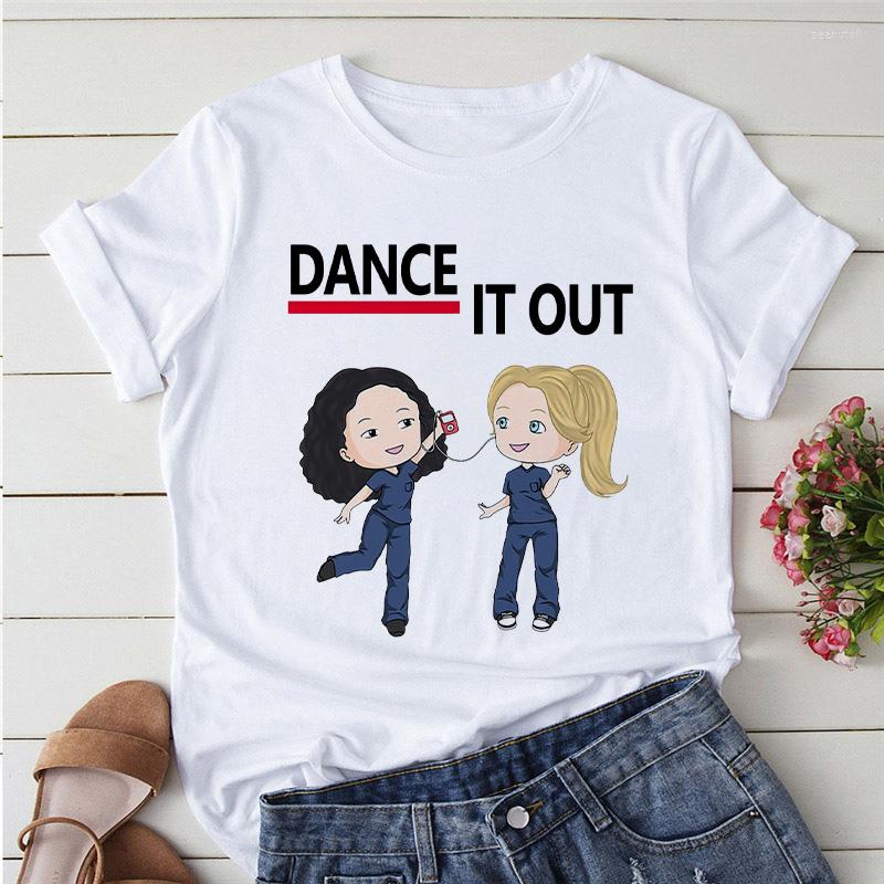 

Women' T Shirts Cartoon Greys Anatomy T-shirts Women Dance It Out Letter Shirt Femme 90s Harajuku Ullzang Fashion Tops Tee Ladies Tshirt, 37076