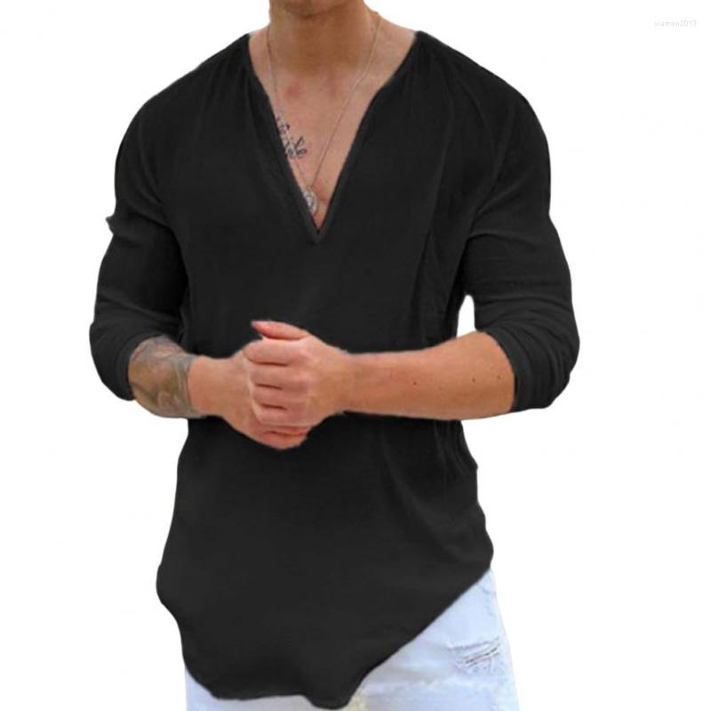 

Men's Casual Shirts Anti-fade Beautiful Beach Party Home Office Men Shirt Wear-resistant Top Deep V-neck Garment Accessories, Black