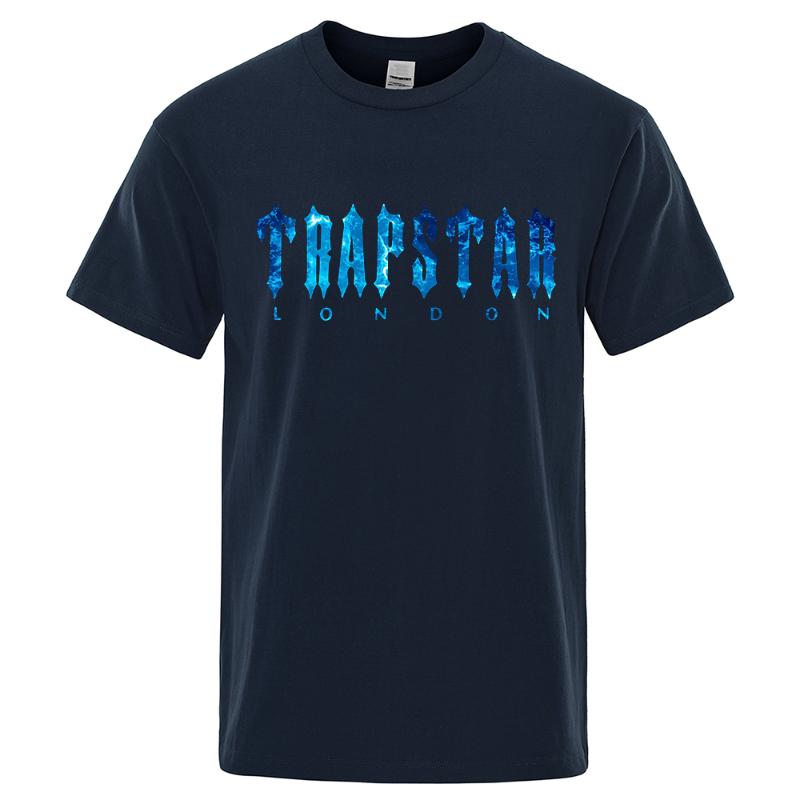 

Men's T Shirts Trapstar London Undersea Blue Printed T-Shirt Men Summer Breathable Casual Short Sleeve Street Oversized Cotton Brand 5588Y, Yellow