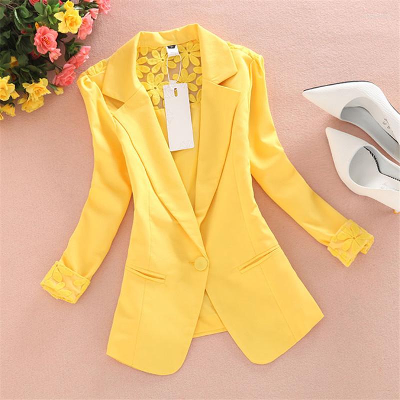 

Women' Suits 2023 Women' Blazers Notched Collar Business Female Work Office Ladies Lece Hook Flower Casual Blazer Outerwear, Leather pink