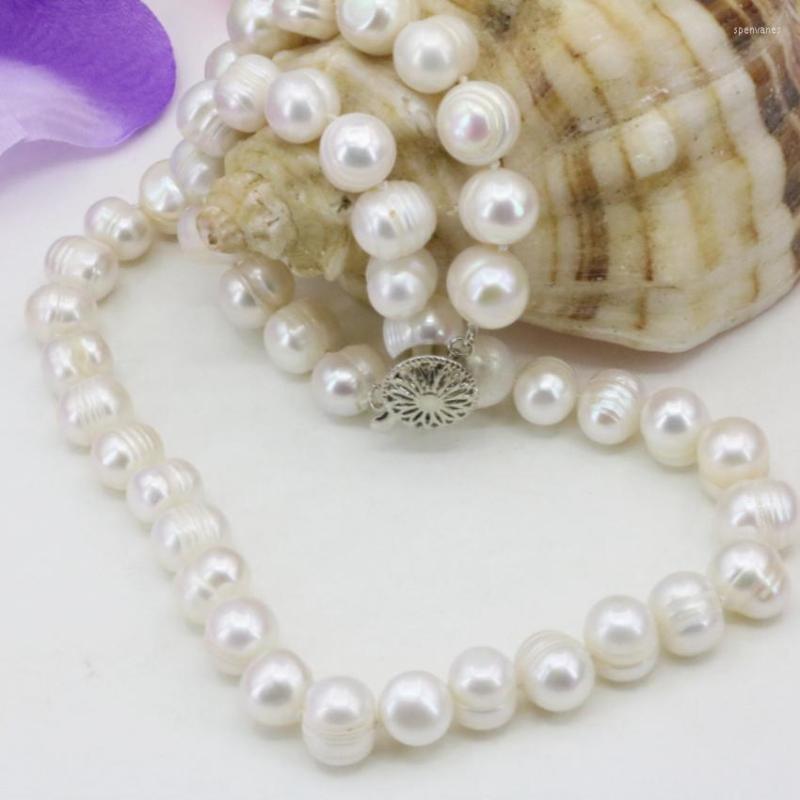 

Chains Fashion Natural 10-11mm Freshwater Cultured White Pearl Beads Chain Necklace For Women Choker Elegant Jewelry 18inch B3228