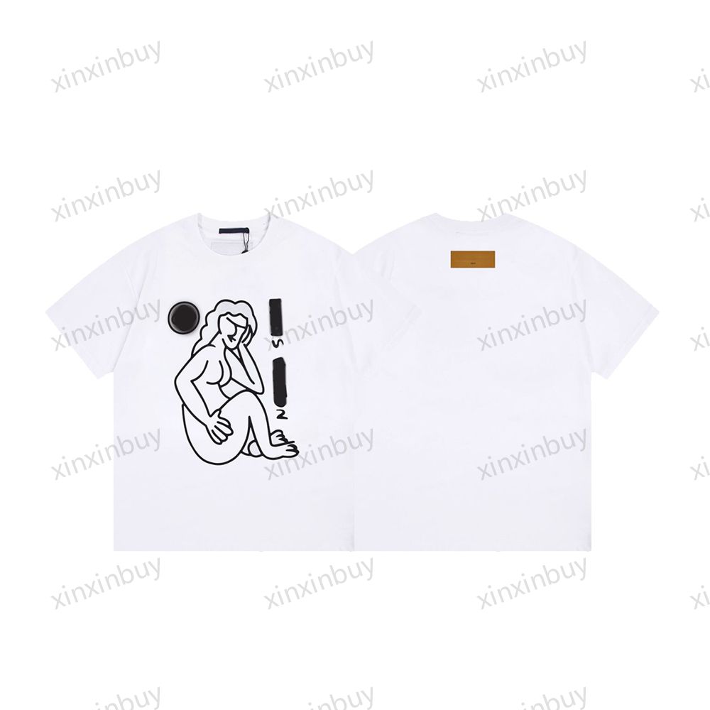 

xinxinbuy Men designer Tee t shirt 23ss Paris lady Abstract pattern print short sleeve cotton women white black XS-2XL