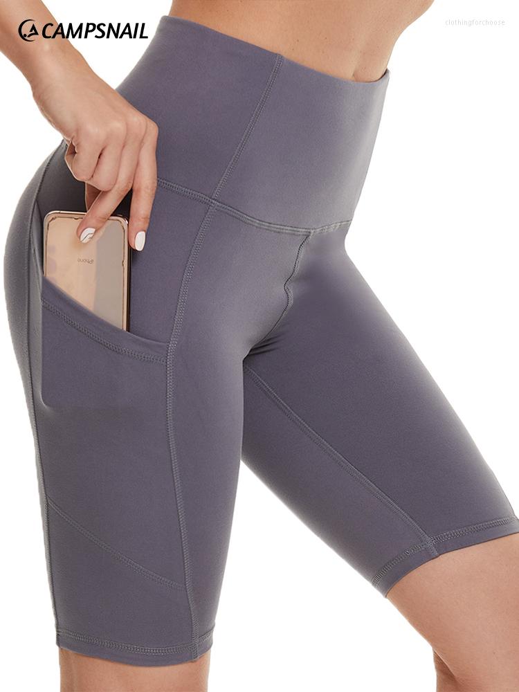 

Women's Shorts CAMPSNAIL Solid Casual Biker With Pockets For Women High Waist Elastic Gym Sport Short Pants Soft Fitness Yoga Leggings