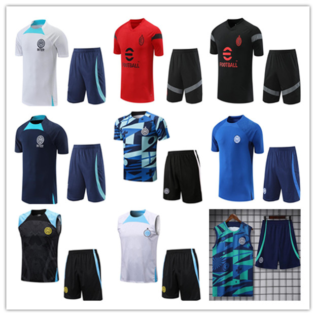 

2022 2023 AC tracksuit vest Sportswear men Milans training suit Short sleeved suit Football 22 23 24 Inter soccer Jersey kit uniform chandal adult sweatshirt Sweater