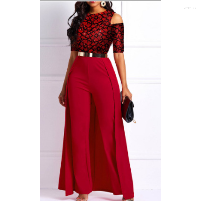 

Casual Dresses Lace Patchwork Jumpsuit Dress, Blue