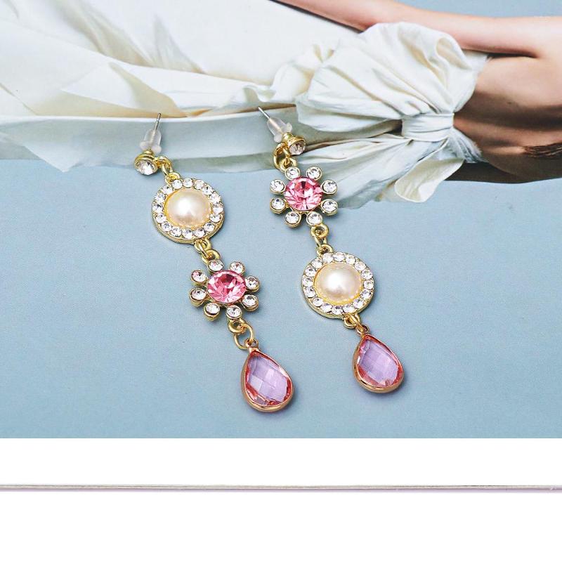

Dangle Earrings Elegant White Crystal Rhinestone Pearls For Women 2023 Water Drop Pendant Wedding Jewelry Gifts