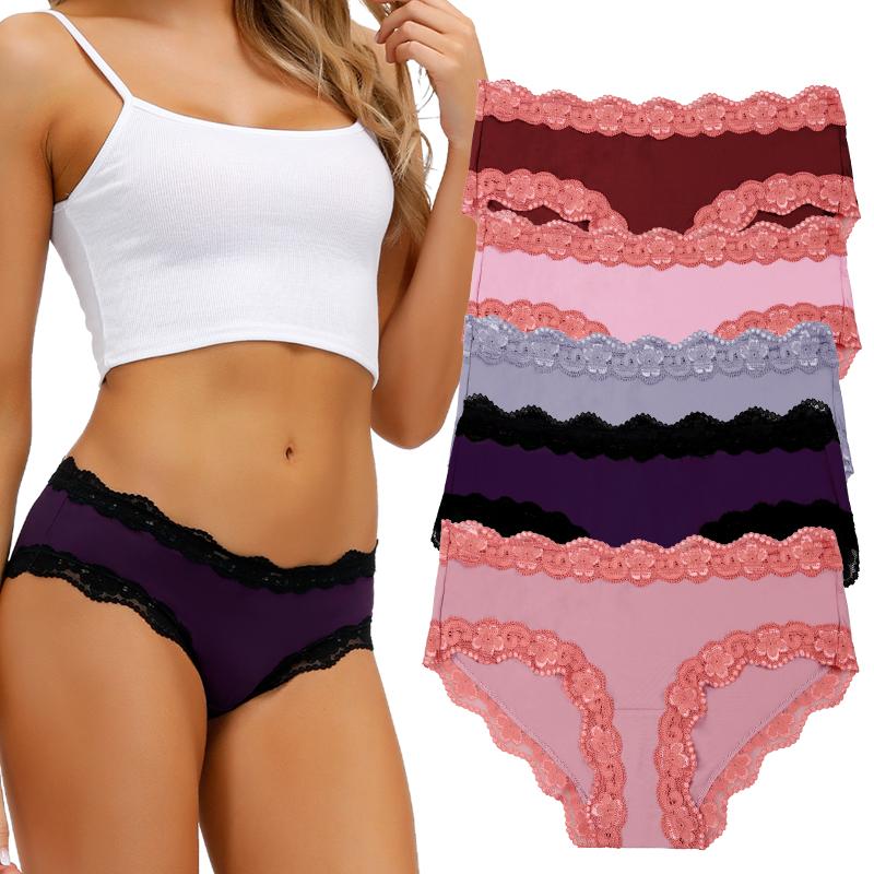 

Women' Panties 5pcs/pack For Women Seamless Nylon Underwear Super Silky Mid-rise Briefs Fashion 2023 Female Lingerie, Color group f