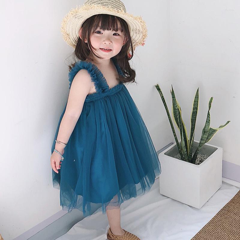 

Girl Dresses 2023 Summer Cute Baby Sleeveless Strap Tulle Dress First Birthday Party Princess Toddler Kids Clothes 9M-4Y, Grey