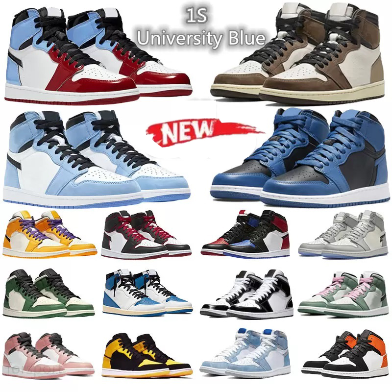 

HighCut sports shoes Mens 1s Basketball Shoes Jumpman OG Hyper Royal White Shadow Designer Sneakers Obsidian University Blue sneakers, 22