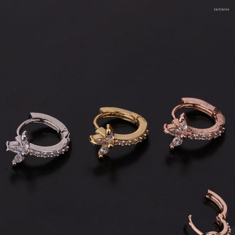 

Hoop Earrings 1 PCS Cute Small Flowe Shape Ear Cartilage Cuff Earring Women Simple Mirco Pave CZ Circle Copper Piercing Clip Jewelry