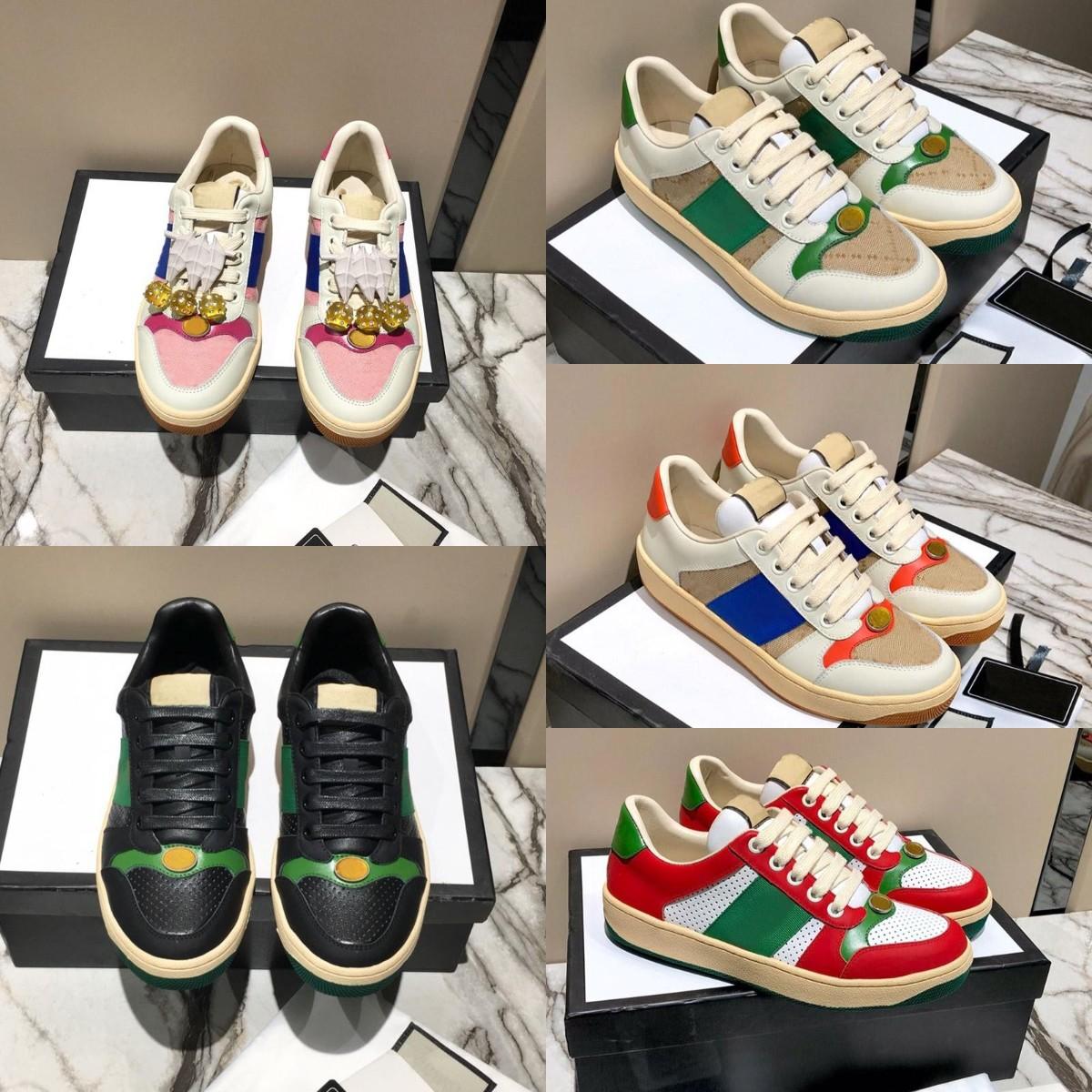 

With Box Designer Sneakers GGity Shoes Designer Screener Casual Shoes Mens Women Genuine Leather Vintage Distressed Sneakers Stripe Dirty AL