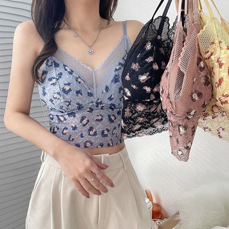 

Women's Tanks Cami Lace Tank Crop Y2k Fashion Women Vest Halter Ropa De Mujer Black Croptop Off Shoulder High Street Korean Elegant Top