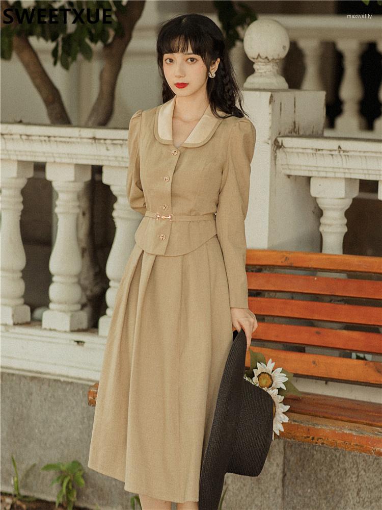 

Work Dresses SWEETXUE 2023 Female Autumn And Winter Fashion 2-Piece Set Elegant OL Vintage Outfits Suit, Photo color