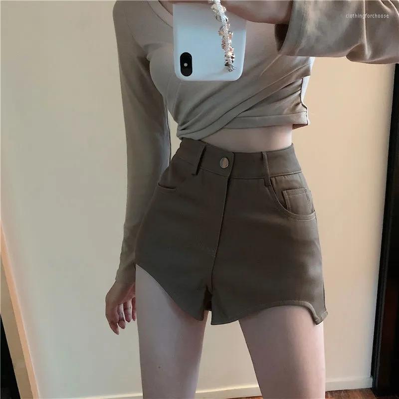 

Women' Shorts Aesthetic Tailored Short Boots Tie Asymmetrical Women' Summer Chic High Waist Coffee Black Casual Pants Y2K