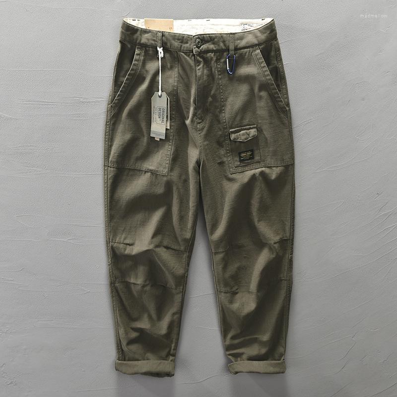 

Men's Pants Fall Winter Men Trousers Cotton Cargo Simple Japan Style Personality Patchwork Multi-Pocket Soft Skin-Friendly Loose, Z308 army green