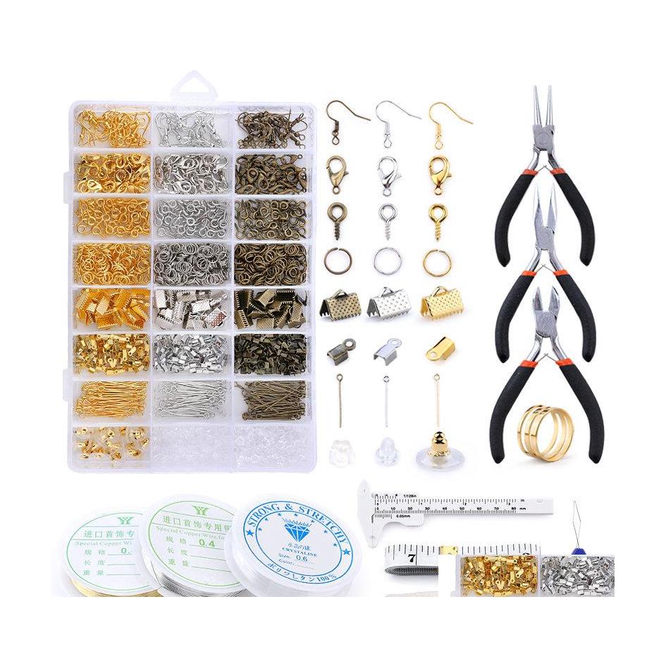 

Clasps Hooks Jewelry Findings Set Tools Pliers Accessories Copper Wire Open Jump Rings Earring Hook Making Supplies Kit Drop Deliv Dhrhs