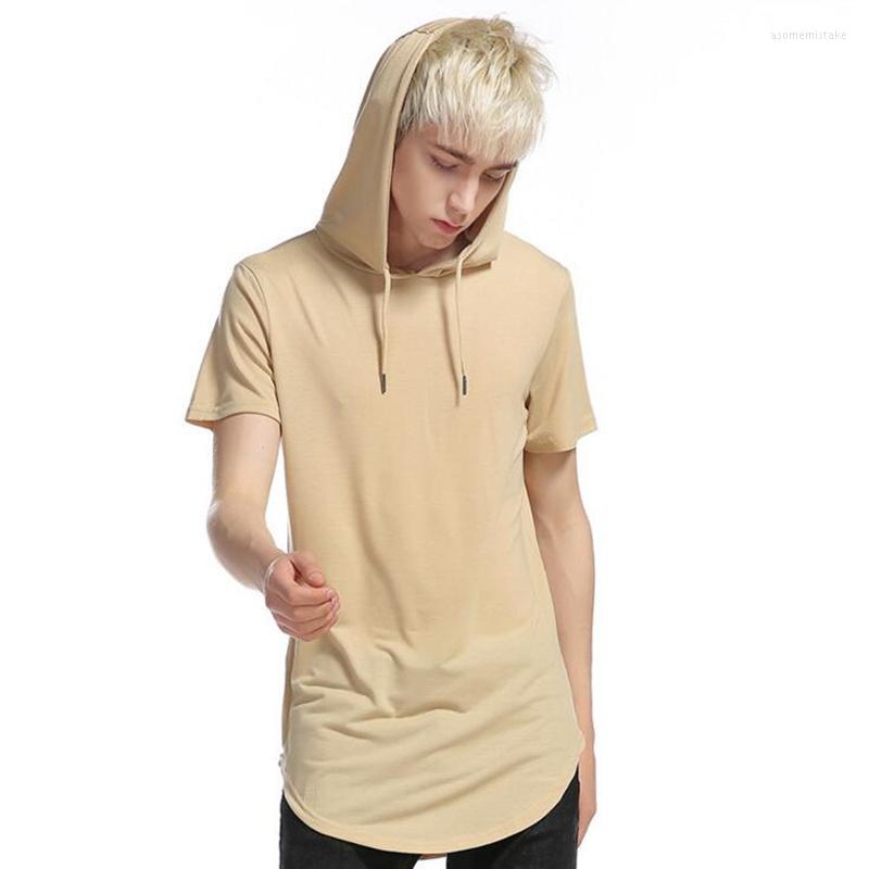 

Men' T Shirts High Street Hip Hop Men Shirt Side Zipper Circular Hem Harajuku Hooded Tees Tshirt Male Rock Streetwear Camisetas Hombre, Black