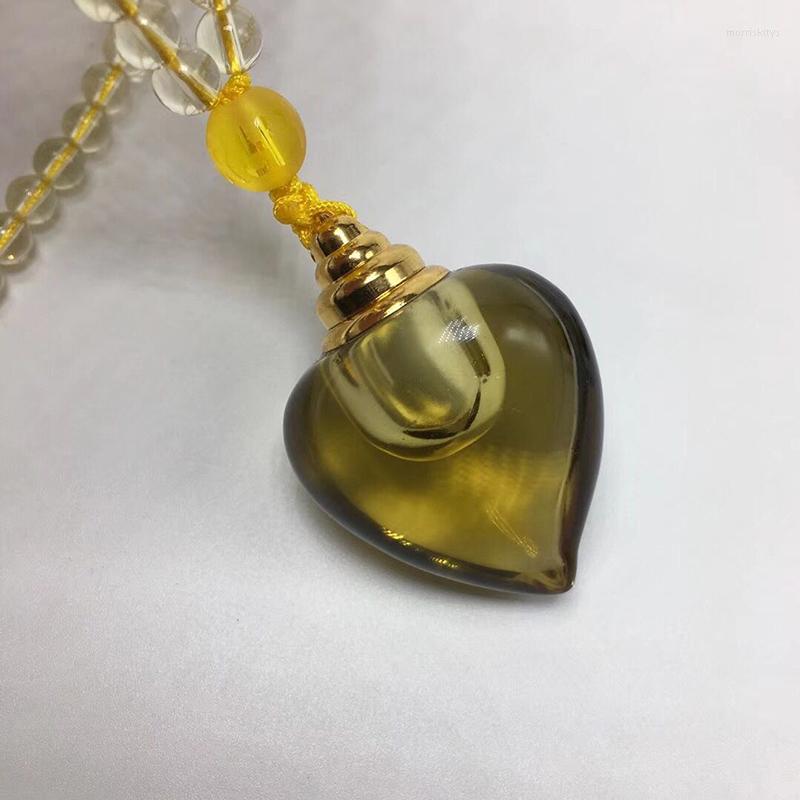

Pendant Necklaces Yellow Natural Crystal Pendants Carved Wishing Bottle Sweater Chain Necklace For Women Men Lucky Evil Spirits Jewelry