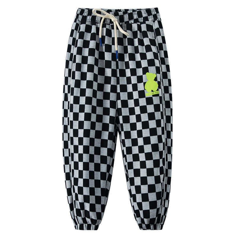 

Jeans Fashion Brand Black and White Plaid Boys' Trousers Spring 2023 New Chil1en's Sports Pants Western-style Chil1en's Casual Pants