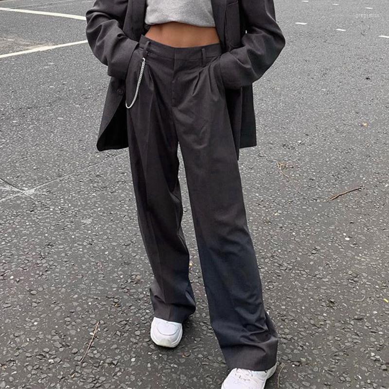 

Women' Pants 2023 Women Casual High Waist Straight Wide Leg Suit Loose Pockets Bottom Full Length Trousers Streetwear Temperament, Blue pant