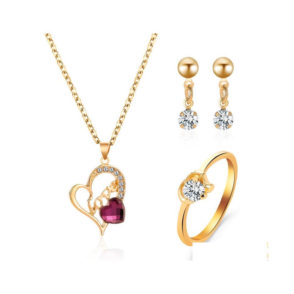 

Other Jewelry Sets Trend Love Necklace Earrings Ring Fashion Threepiece Set Drop Delivery Dhqbc