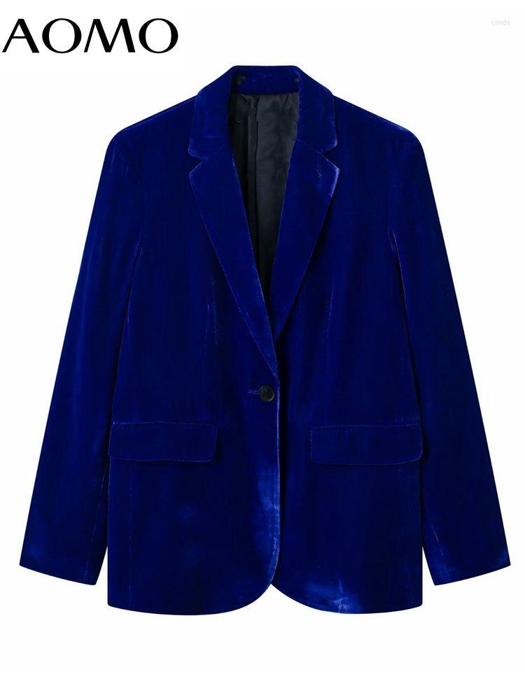 

Women's Suits AOMO Women Blue Velvet Elegant Blazer Coat Vintage Long Sleeve Pockets Female Suit JE72A, Blue pants