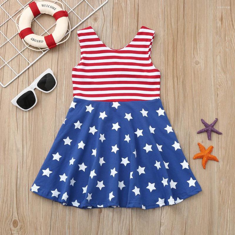 

Girl Dresses Toddler Baby Girls 4th Of July And Stripe Print Patriotic Dress Clothes, Red